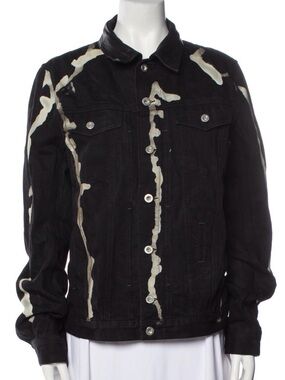 Rare Diesel Sample Denim Jacket Black Leather Collar Women’s L